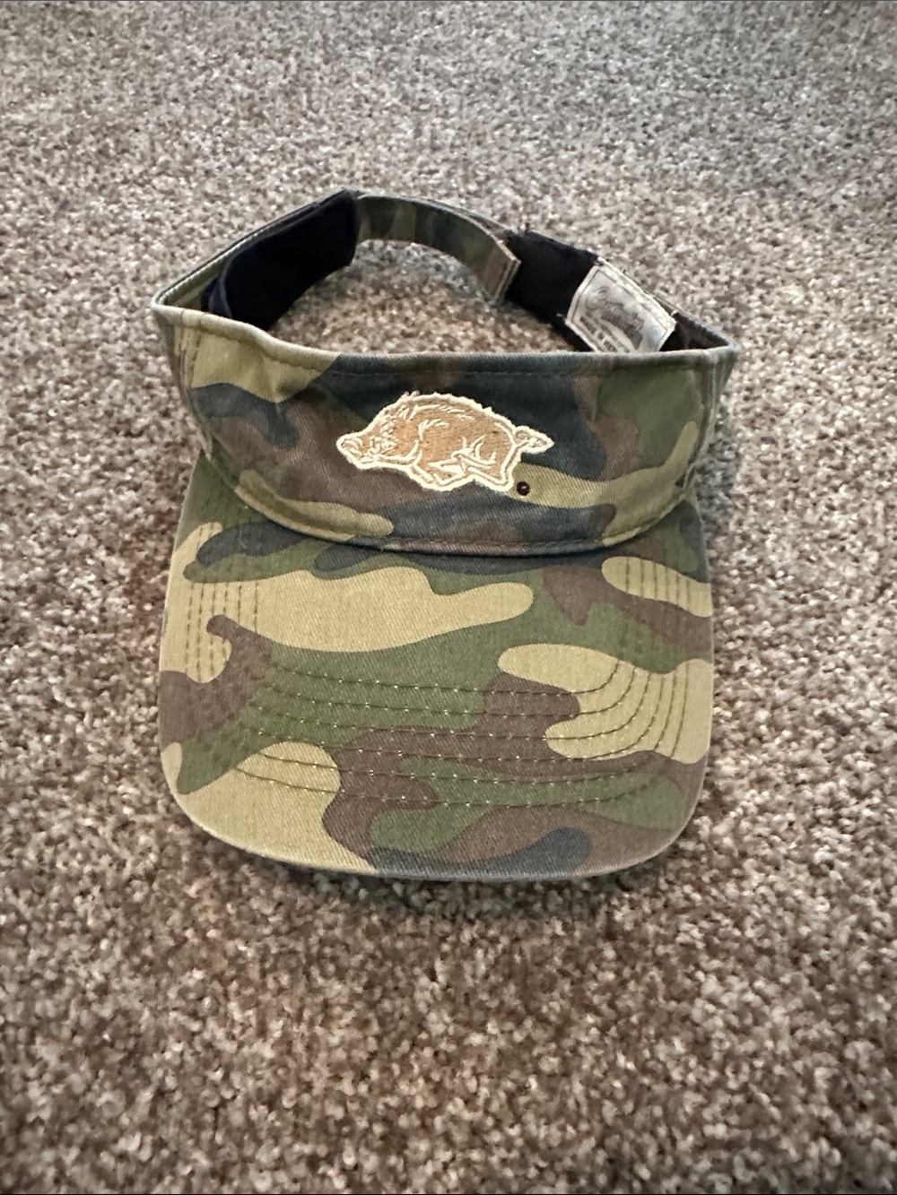 Camo Visor with Embroidered Boar Patch - Green